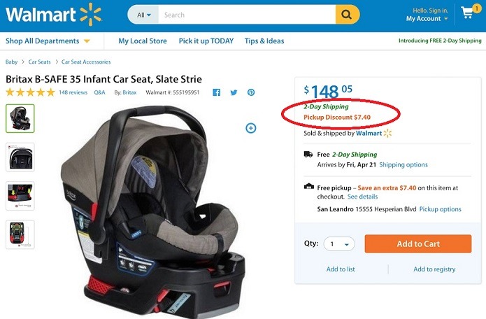 Walmart Offering a "Pickup Discount" on 1 Million Online Products
