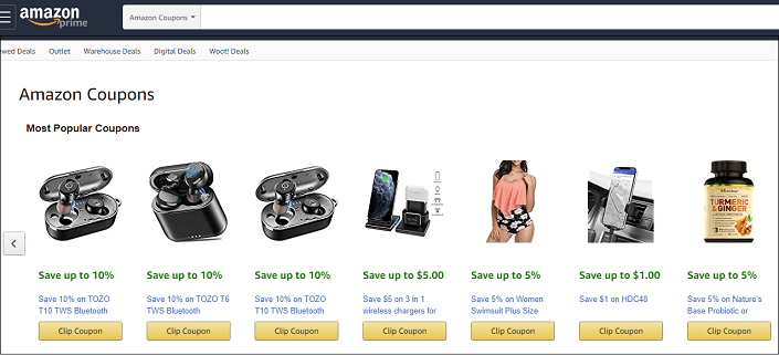 Amazon coupon page