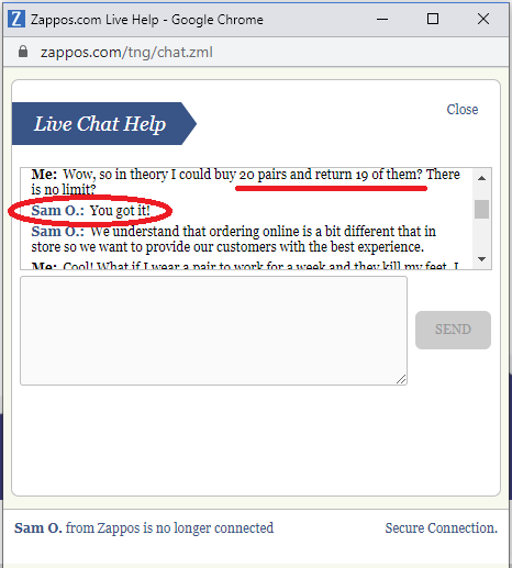 Zappos Live Chat