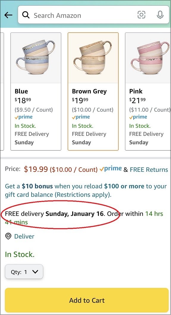 amazon sunday delivery hours
