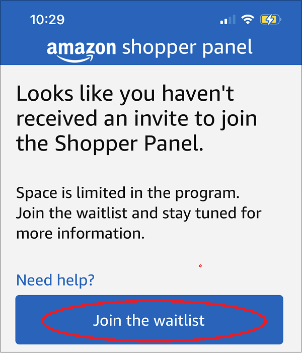 Amazon Shopper Panel Waitlist