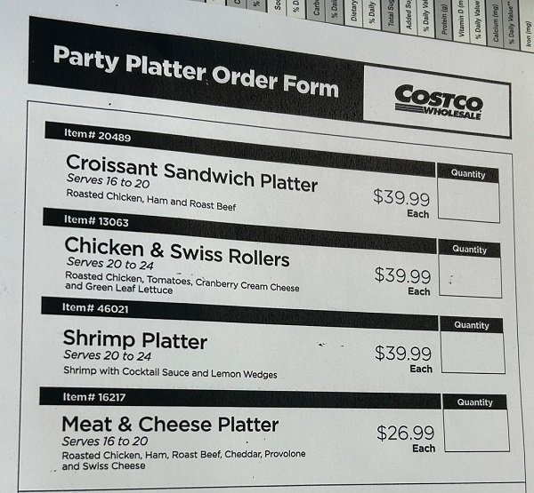 Costco Catering Prices and Selection