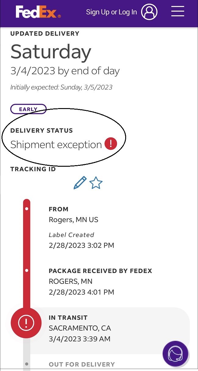 Shipment Exception email