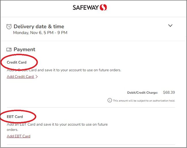Online purchase at Safeway