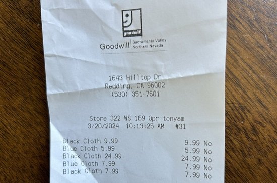 Goodwill receipt
